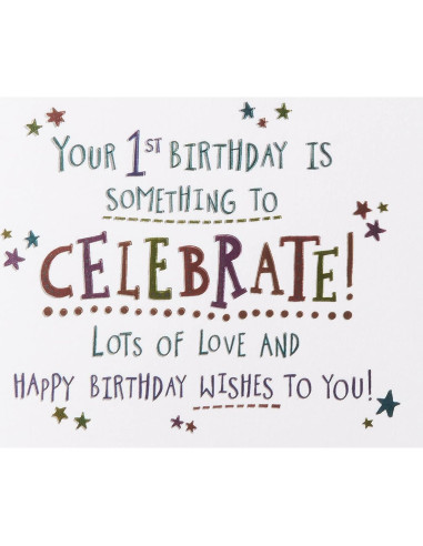 Tarjeta de Cumpleaños 1er Cumpleaños Papyrus - Diseño Brillante