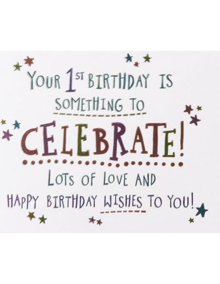 Tarjeta de Cumpleaños 1er Cumpleaños Papyrus - Diseño Brillante