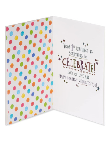 Tarjeta de Cumpleaños 1er Cumpleaños Papyrus - Diseño Brillante