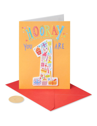 Tarjeta de Cumpleaños 1er Cumpleaños Papyrus - Diseño Brillante