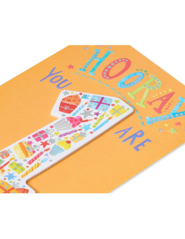 Tarjeta de Cumpleaños 1er Cumpleaños Papyrus - Diseño Brillante