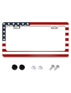 Marco de Placa de Licencia NOCITUN Acero Inoxidable Bandera Americana 30.48x15.24 cm