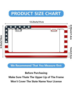 Marco de Placa de Licencia NOCITUN Acero Inoxidable Bandera Americana 30.48x15.24 cm 2