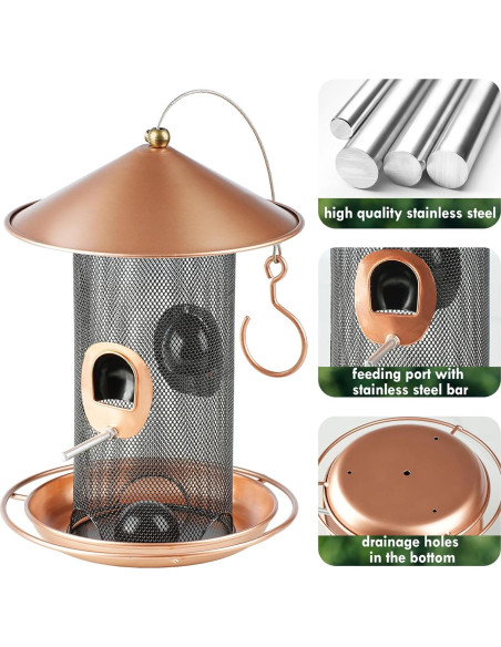 Comedero Colgante para Aves Samhe de Metal 1.36 kg Bronce