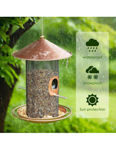 Comedero Colgante para Aves Samhe de Metal 1.36 kg Bronce