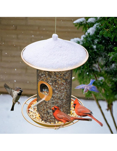 Comedero Colgante para Aves Samhe de Metal 1.36 kg Bronce