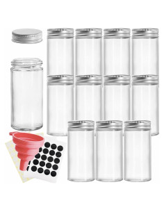 Juego de 12 Tarros de Especias de Vidrio Tebery 88.7 ml