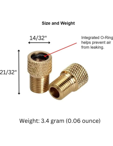 Adaptador de Válvula Presta a Schrader Juscycling - 5 Piezas