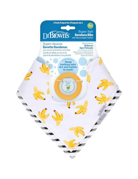 Babero Bandana Dr. Brown con Mordedor y Ajuste 3m+, 2 Pzs