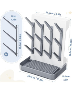 Secador de Botellas para Bebés Dayacoco Gris - Organizador Vertical 2