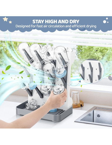 Secador de Botellas para Bebés Dayacoco Gris - Organizador Vertical