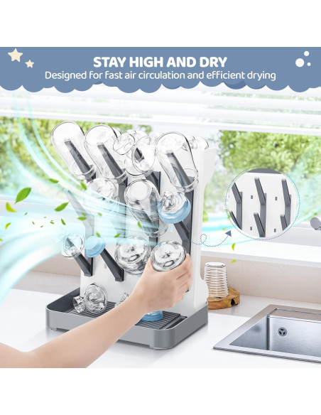 Secador de Botellas para Bebés Dayacoco Gris - Organizador Vertical