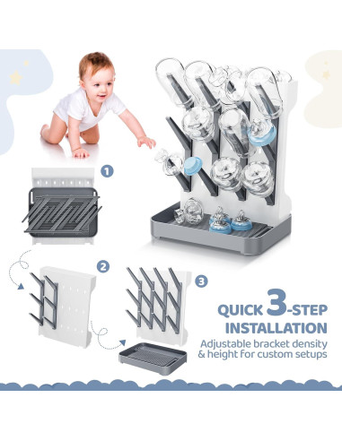 Secador de Botellas para Bebés Dayacoco Gris - Organizador Vertical
