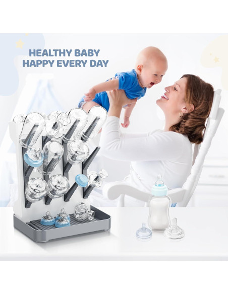 Secador de Botellas para Bebés Dayacoco Gris - Organizador Vertical