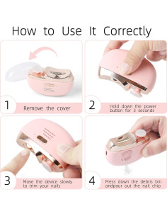 Cortauñas Eléctrico 3 en 1 besingki Rosa con Luz LED 2