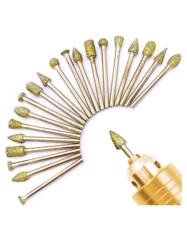 Juego de Brocas de Pulido de Diamante Zeromall 20 Piezas 3 mm