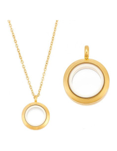 Collar de Charms Redondos DELORIGIN con Locket de Acero Inoxidable
