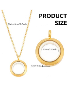 Collar de Charms Redondos DELORIGIN con Locket de Acero Inoxidable 2