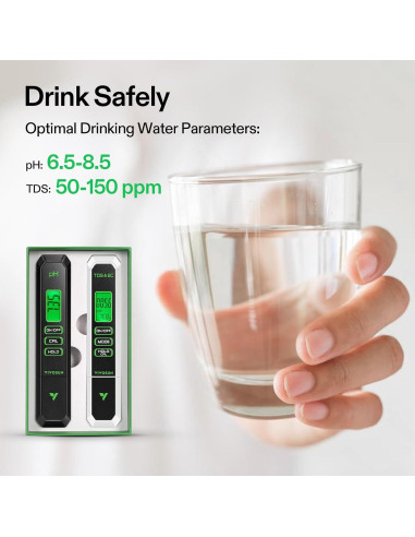 Combo Medidor de pH y TDS VIVOSUN, Alta Precisión, 3 en 1