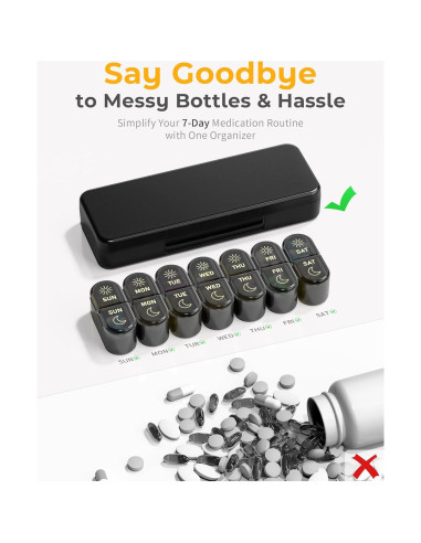 Organizador de Pastillas Semanal AM PM Pillex 7 Días 20.9x7.8cm