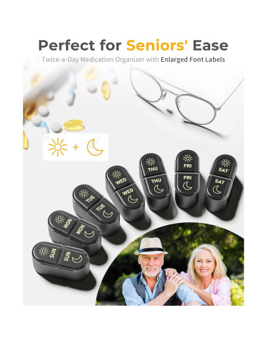 Organizador de Pastillas Semanal AM PM Pillex 7 Días 20.9x7.8cm