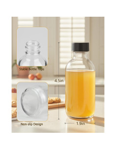 Botellas de vidrio Rionisor 120ml redondas Boston - Paquete de 6 2