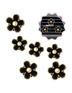 6 Clips de Ventilación Flor Margarita SonFa para Auto Negro