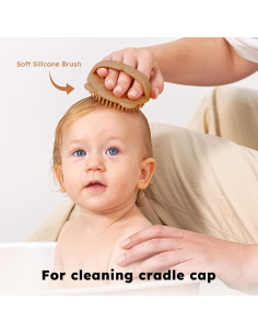 Set de Cepillo y Peine para Bebé Yoofoss 4 Piezas Madera Nogal 2