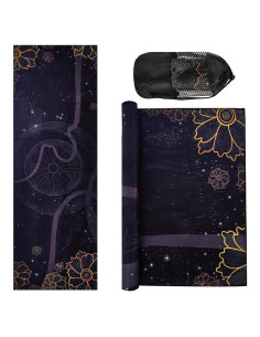 Toalla de Yoga Antideslizante Yuilgdo 183x61cm Floral Negra