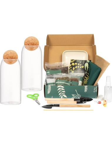 Kit de Terrario DIY KRAFTSTORIES con 2 Tarros de Vidrio 22.86 cm