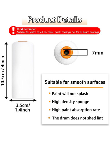 Kit de 10 Fundas de Rodillo de Pintura YLTOLOO 10x4" Espuma