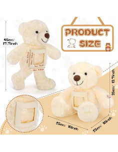 Oso de Peluche Grabable Leyndo 45.72 cm Beige con Marco 2