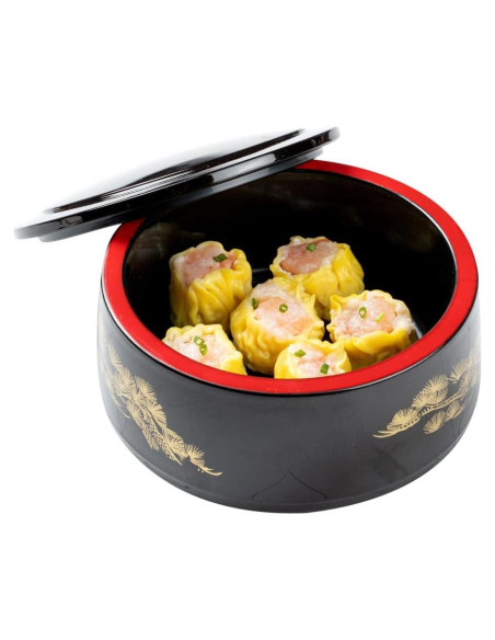 Caja Bento Restaurantware 25 Onzas Redonda Negra a Prueba de Grasa