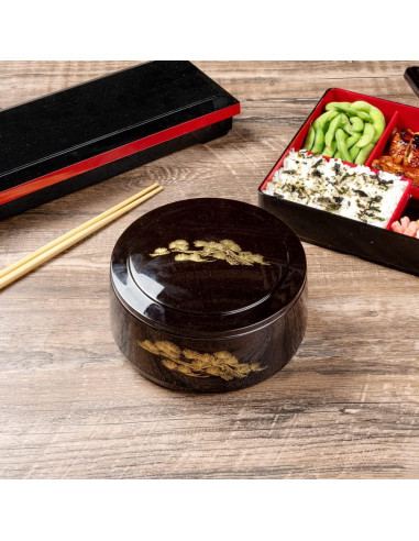 Caja Bento Restaurantware 25 Onzas Redonda Negra a Prueba de Grasa