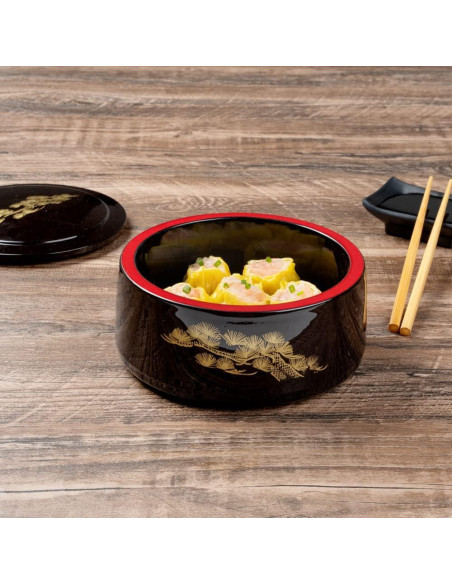 Caja Bento Restaurantware 25 Onzas Redonda Negra a Prueba de Grasa