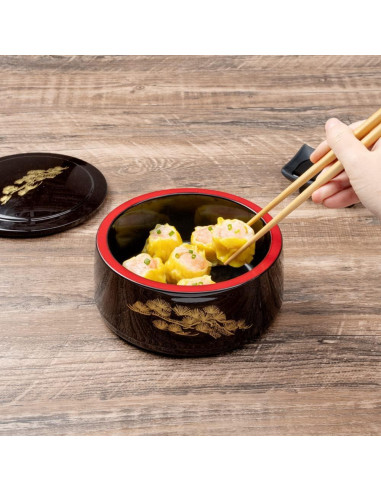 Caja Bento Restaurantware 25 Onzas Redonda Negra a Prueba de Grasa