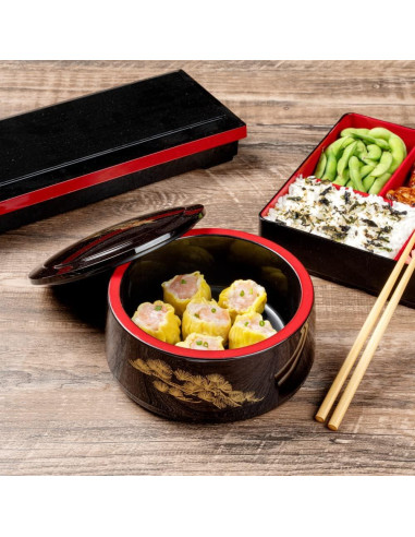 Caja Bento Restaurantware 25 Onzas Redonda Negra a Prueba de Grasa
