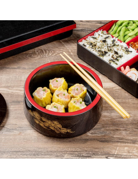 Caja Bento Restaurantware 25 Onzas Redonda Negra a Prueba de Grasa