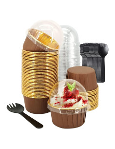 Tazas de Cupcake Jumbo LNYZQUS 5oz 50 Piezas Aluminio Desechables