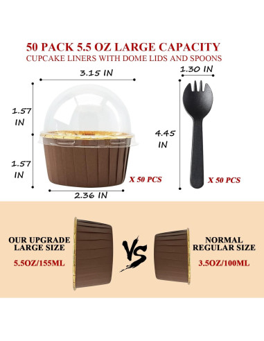 Tazas de Cupcake Jumbo LNYZQUS 5oz 50 Piezas Aluminio Desechables