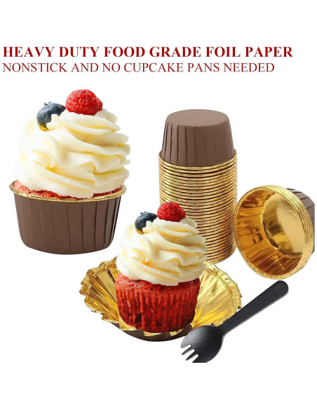 Tazas de Cupcake Jumbo LNYZQUS 5oz 50 Piezas Aluminio Desechables