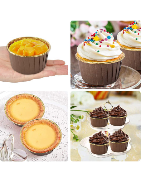 Tazas de Cupcake Jumbo LNYZQUS 5oz 50 Piezas Aluminio Desechables