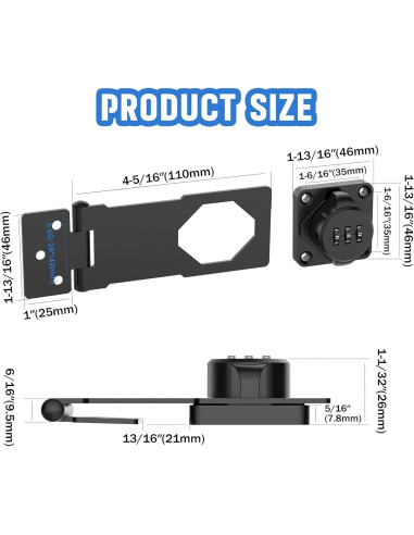 Cerraduras de Combinación MeBantoo para Armarios - 2 Paquetes Negros