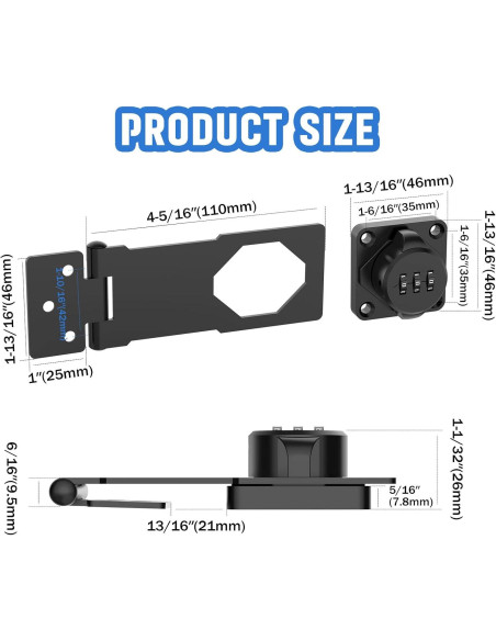 Cerraduras de Combinación MeBantoo para Armarios - 2 Paquetes Negros