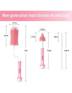 Juego de Cepillos de Silicona Oligey para Limpieza de Biberones 2