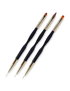 Set de 3 Pinceles de Arte de Uñas Doble Extremo FULINJOY