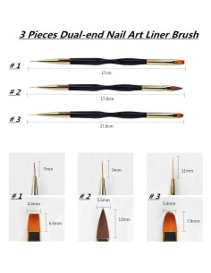 Set de 3 Pinceles de Arte de Uñas Doble Extremo FULINJOY 2