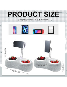 Soporte de Almohada Ajustable Wovnet para Tablet y Snacks Gris 2