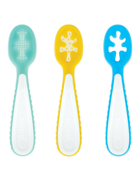 Set de cucharas para bebés Nuby - 3 piezas - Silicona 6+ meses Set de cucharas para bebés Nuby - 3 piezas - Silicona 6+ meses