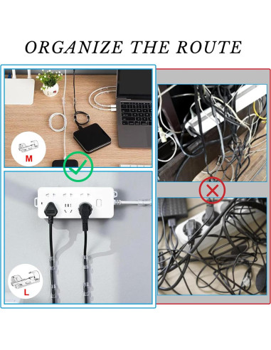 Clips de Cable Autoadhesivos 40pcs ABCDMM para Cables 3-8mm